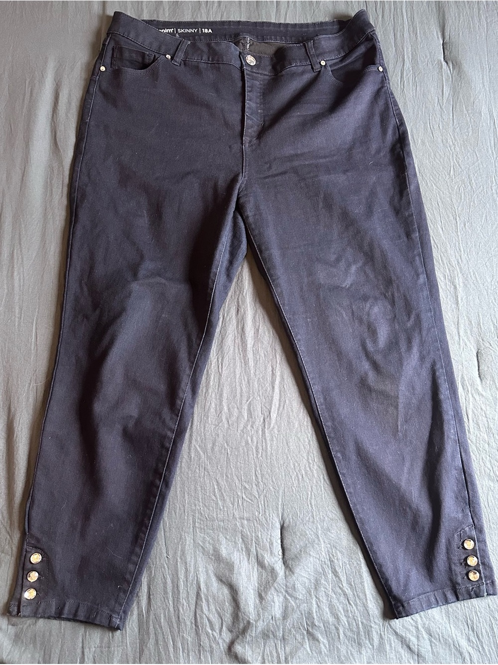 Avenue Denim - Dark Skinny Gem Button Jean Pants - Size 18